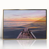 Large art print of a Bangladesh scenery in mid-century modernist style, featuring gold and green tones on framed acrylic.