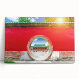 Black and white large art print of Beijing skyline on stretched canvas, ideal for kitchen wall art or bedroom decor.