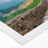 Art deco poster of the Great Wall of China in muted earth tones on rolled canvas, suitable for dining room decor.
