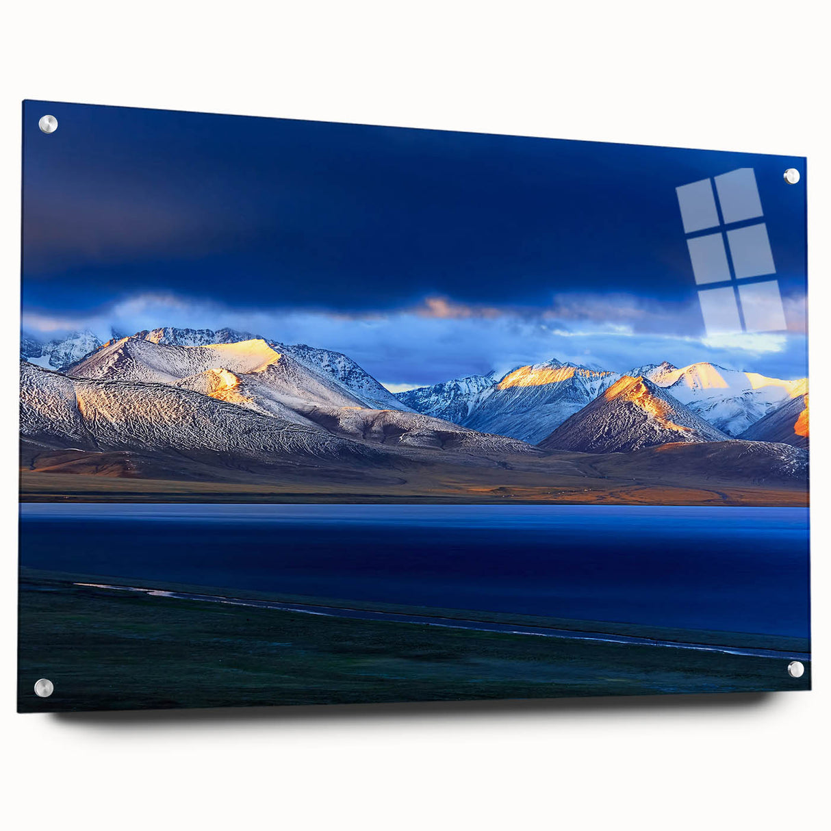 Acrylic print of a Tibetan landscape in muted earth tones, ideal for bedroom or dining room decor.
