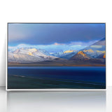 Framed acrylic print of a Tibetan landscape in muted earth tones, suitable as modern art wall decor or nursery wall art.