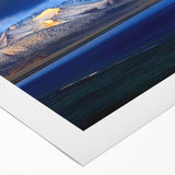 Art deco poster of a Tibetan landscape in muted earth tones on rolled canvas, suitable for dining room decor.