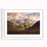 Abstract art print featuring a blurred Georgia landscape in muted earth tones on a framed white canvas.
