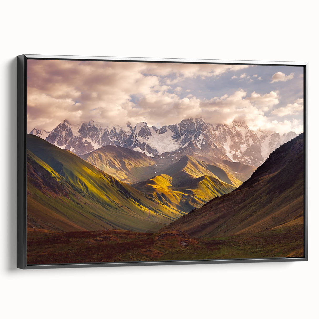 Black and white vintage poster art of a Georgian landscape on framed canvas, ideal for bedroom decor.