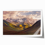 Extra large rolled print of a floral art design featuring vibrant shades of red and green, ideal for dining room wall decor.