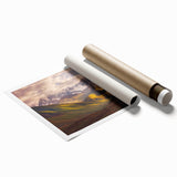Extra large rolled print of a serene Georgia landscape with soft floral elements in gentle pastel colors.