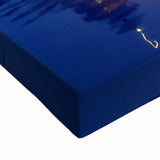 Large art featuring a black and white landscape painting of an Indian scenery on stretched canvas.