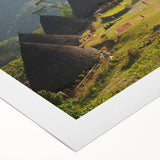 Art deco poster featuring a serene Indonesian landscape in pastel shades on rolled canvas, suitable for dining room decor.