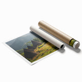 Extra large rolled print of a floral art scene in muted earth tones, ideal for classy bathroom wall art.