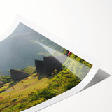 Extra large wall art featuring line art flowers in black on a white rolled print, suitable for large living room decor.