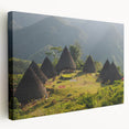 Large canvas print depicting an Indonesian landscape in muted green and earth tones, ideal for kitchen wall art.