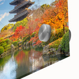 Large abstract depiction of Kyoto scenery in muted earth tones on acrylic glass, ideal for dining room art.