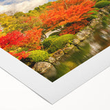 Art deco poster of Kyoto scenery in muted earth tones on rolled canvas, ideal for dining room wall art.
