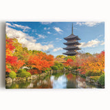 Black and white large art print of Kyoto scenery on stretched canvas, ideal for kitchen wall art.