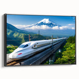 Framed canvas depicting Mount Fuji in black and white, ideal for bedroom wall decor.