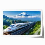 Extra large rolled print of Mount Fuji with cherry blossoms in pastel shades, ideal for dining room wall art.