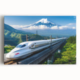 Black and white image of Mount Fuji on a large stretched canvas, ideal for kitchen wall art.