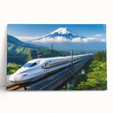 Large black and white wall art of Mount Fuji on stretched canvas, ideal for kitchen or bedroom decor.