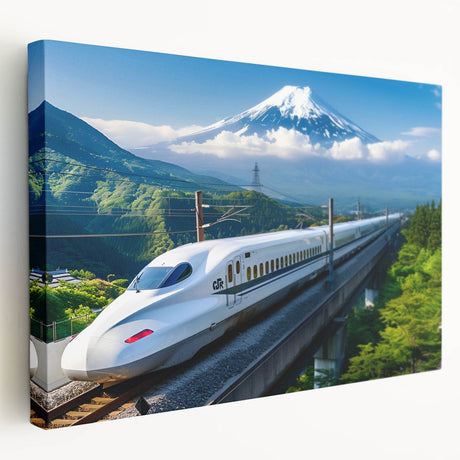 Large canvas print of Mount Fuji in muted blue tones, ideal for kitchen wall art.