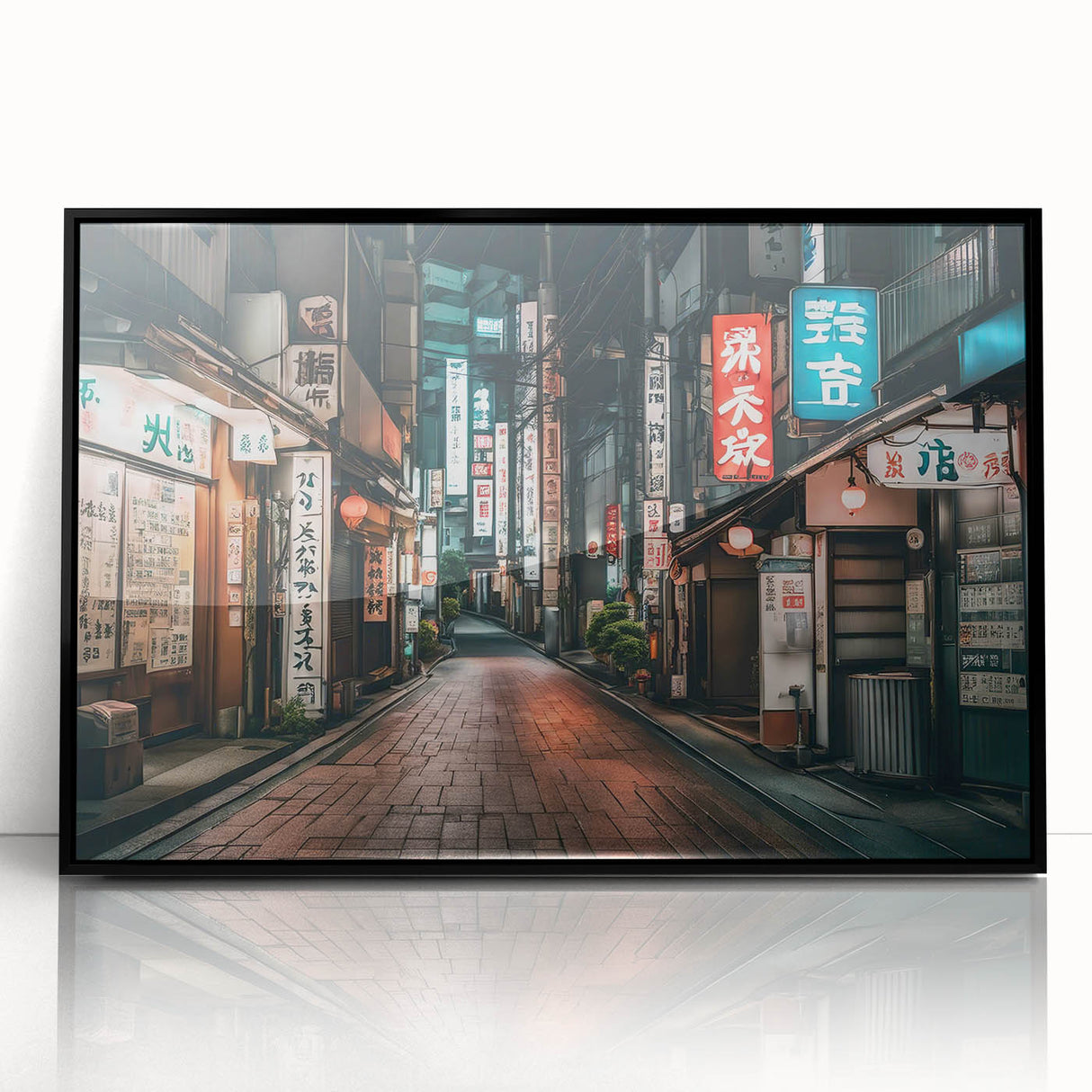 Large abstract wall art depicting Tokyo skyline in muted gray and black tones on a framed acrylic.