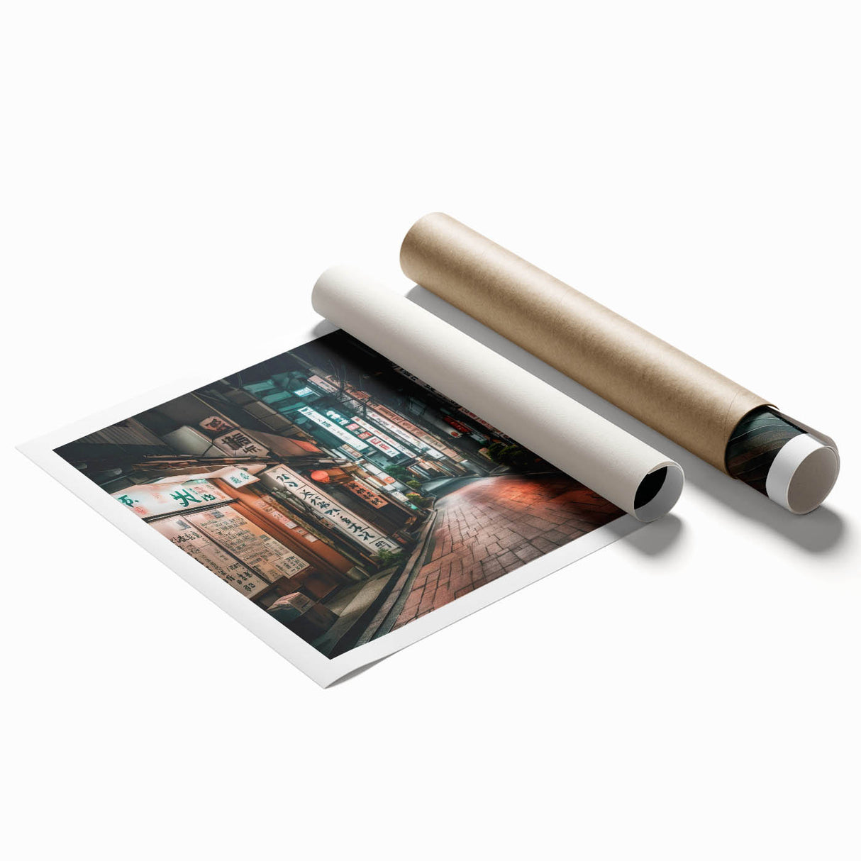 Extra large rolled print of Tokyo scenery with soft pastel hues, ideal for classy bathroom wall art.