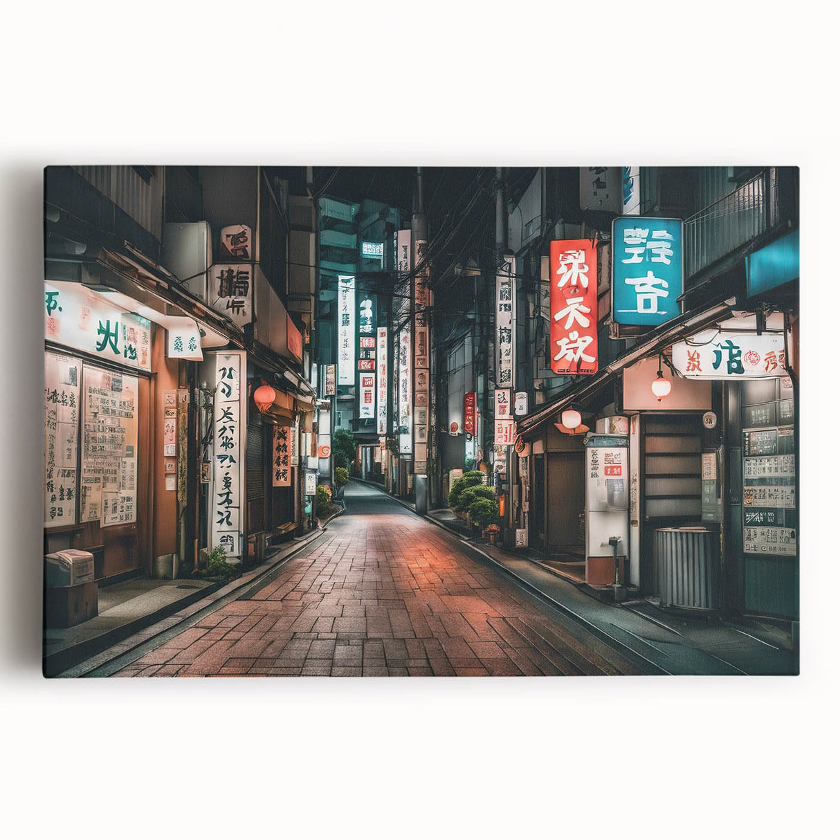 Black and white large art print of Tokyo skyline on stretched canvas, ideal for kitchen wall art.