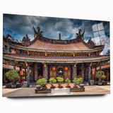 Large abstract depiction of a Japanese landscape in muted earth tones on acrylic glass, ideal for bedroom or dining room art.