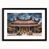 Extra large framed abstract print of a colorful, textured Japanese scenery, ideal for living room decor.