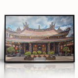 Large abstract wall art featuring a minimalist Japanese landscape in muted earth tones, acrylic print framed in black.