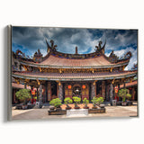 Landscape art painting of a colorful Japanese scenery on framed canvas, ideal for adding a vintage touch to any room.