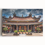 Black and white large art print of a Japanese landscape on stretched canvas, suitable for kitchen wall art.