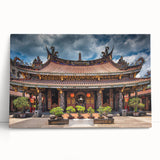 Black and white large art print of a Japanese scenery on stretched canvas, ideal for kitchen wall art or bedroom decor.