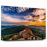 Acrylic print of a large abstract wall art depicting vibrant Korean scenery, ideal for bedroom or dining room decor.