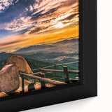 Extra large framed canvas featuring a textured, colorful Korean landscape in predominantly black tones.