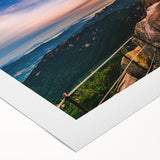 Art deco poster featuring a serene Korean landscape in soft pastel hues on rolled canvas, suitable for dining room decor.