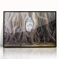 Large abstract wall art featuring a Laos scenery in muted earth tones on a framed acrylic.