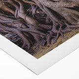 Art deco poster featuring a serene Laos scenery in muted green and blue tones on rolled canvas.