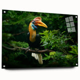 Large abstract wall art of Asian scenery on acrylic glass, featuring vibrant earth tones.