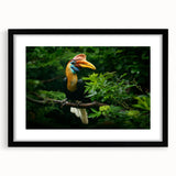 Extra large abstract art print of a colorful, textured Malaysian landscape on a framed black canvas.