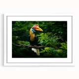 Abstract art print featuring a stylized Malaysian landscape in muted earth tones on a white-framed mat.