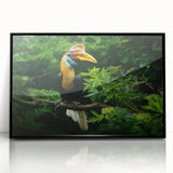 Large abstract wall art depicting a Malaysian landscape in muted earth tones, framed in black acrylic.