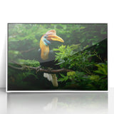 Art deco poster depicting a vibrant Malaysian landscape in acrylic on a white framed canvas, ideal for modern art wall decor.