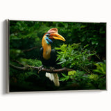 Framed canvas landscape art painting featuring a colorful Malaysian scenery in vintage poster style.