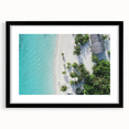 Extra large abstract art print depicting a colorful, textured Maldivian seascape on a framed canvas.