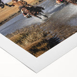 Art deco poster featuring a Mongolian landscape, soft earth tones on rolled canvas, suitable for dining room decor.