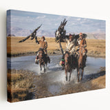 Large canvas print of a Mongolian landscape in earthy tones, suitable for kitchen wall art.