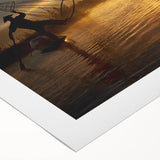 Art deco poster featuring a serene Myanmar landscape, muted earth tones on rolled canvas, ideal for dining room decor.