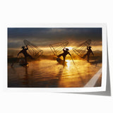 Extra large rolled print of a Myanmar landscape with vibrant green and blue tones, ideal for art wall dining room.