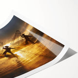 Extra large rolled print featuring line art flowers in muted earth tones, ideal for large living room wall decor.