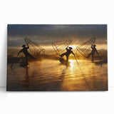 Black and white photograph of a Myanmar landscape on stretched canvas, ideal for kitchen wall art or bedroom ambiance.
